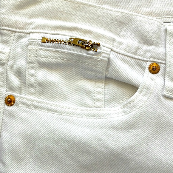 Victoria’s Secret Vintage White Denim Gold Zipper Embellished Ankle Jean/ Size 4 - Picture 8 of 10